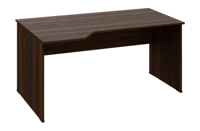 EZL 28 - 164 stůl kancelářský, rohový, levý, dřevěná podnož, deska 25 mm, široký 1600 mm, ořech královský